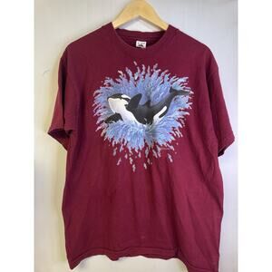 Vintage 90s Single Stitch Orca Whale Graphic T Shirt XL USA Made